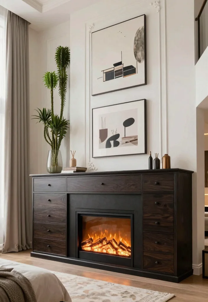 14 Electric Fireplace Bedroom Dresser Ideas For Smart Layout 12. Floor to Ceiling Style