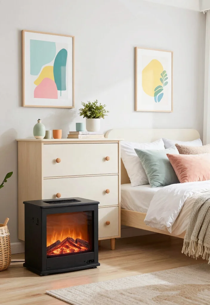 14 Electric Fireplace Bedroom Dresser Ideas For Smart Layout 6. Bright and Breezy