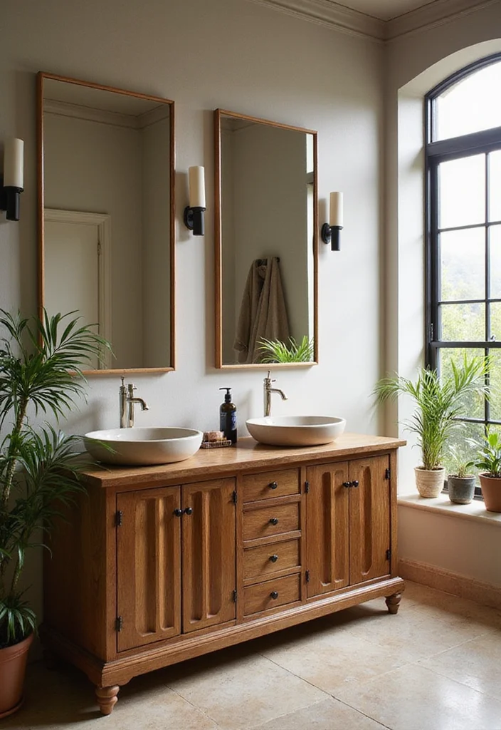 14 Fluted Bathroom Vanity Ideas For Modern Homes 1. Organic Shapes in Natural Wood