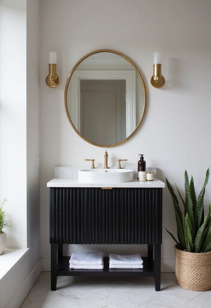 14 Fluted Bathroom Vanity Ideas For Modern Homes 2. Monochrome Magic