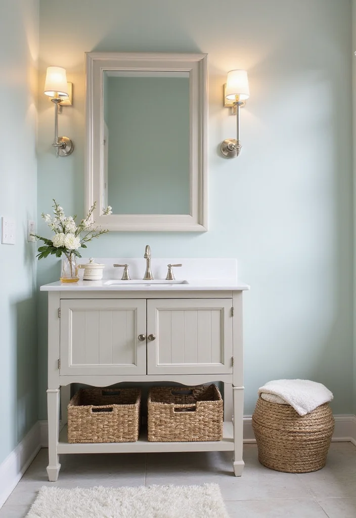 14 Fluted Bathroom Vanity Ideas For Modern Homes 3. Soft Pastels for a Gentle Touch