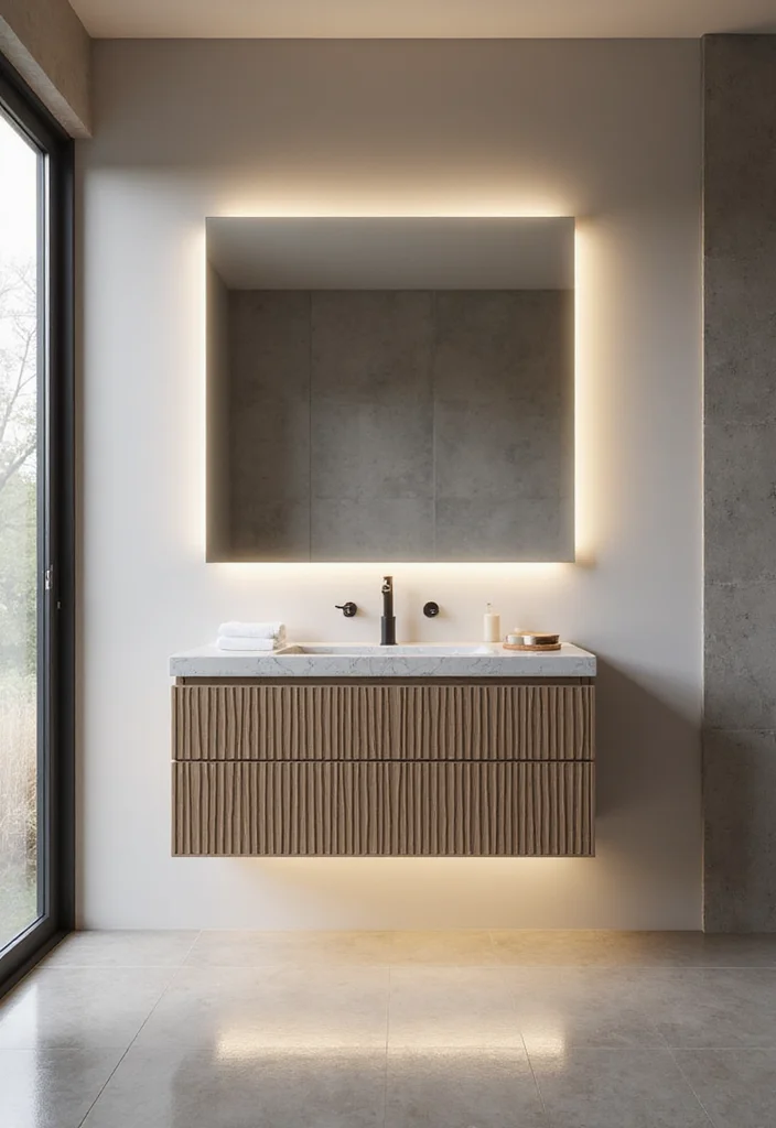 14 Fluted Bathroom Vanity Ideas For Modern Homes 5. Sleek Floating Designs