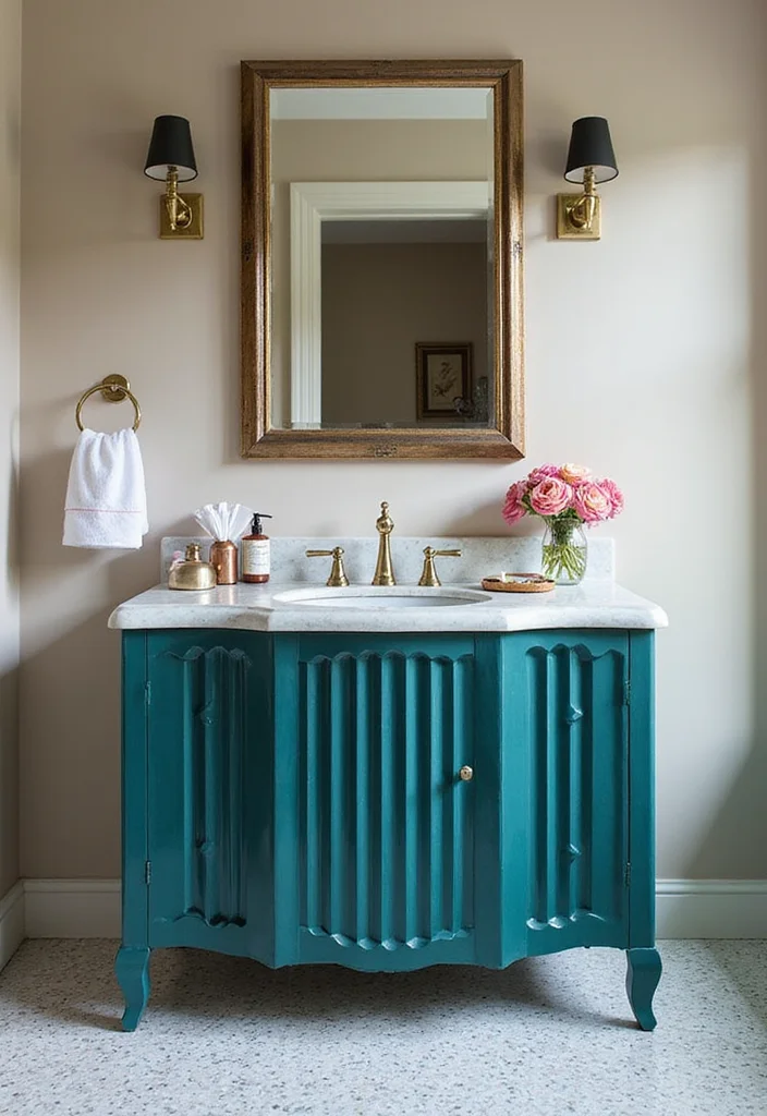 14 Fluted Bathroom Vanity Ideas For Modern Homes 7. Bold Color Choices