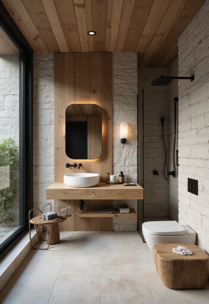 14 Gym Bathroom Ideas With Clean Style 5. Textured Layers