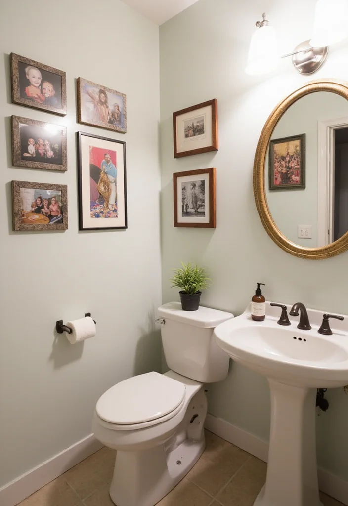 14 Large Half Bathroom Ideas For Extra Comfort 11. Personalized Art