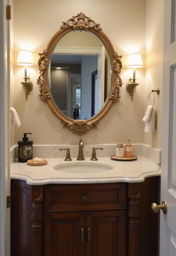 14 Large Half Bathroom Ideas For Extra Comfort 2. Elegant Mirrors