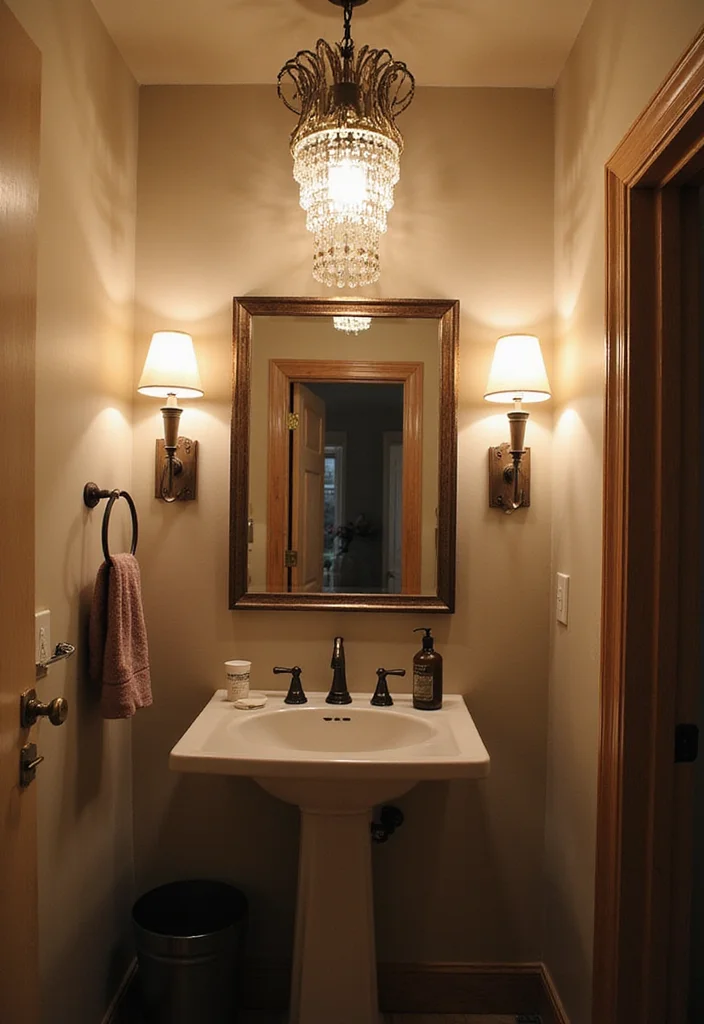 14 Large Half Bathroom Ideas For Extra Comfort 5. Stylish Lighting