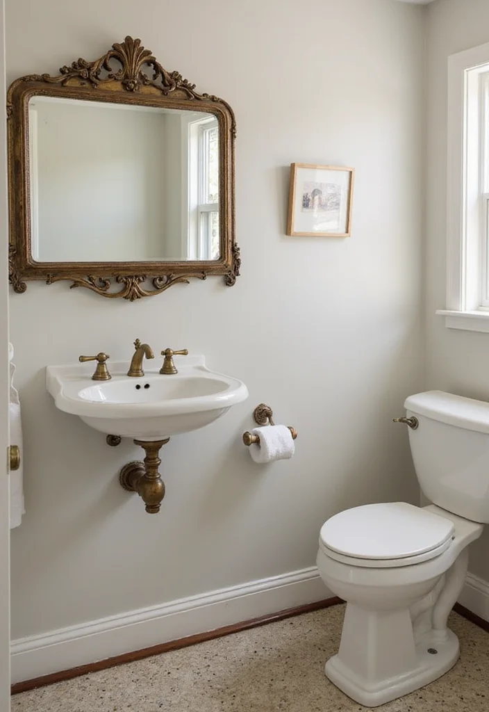 14 Large Half Bathroom Ideas For Extra Comfort 9. Vintage Accents