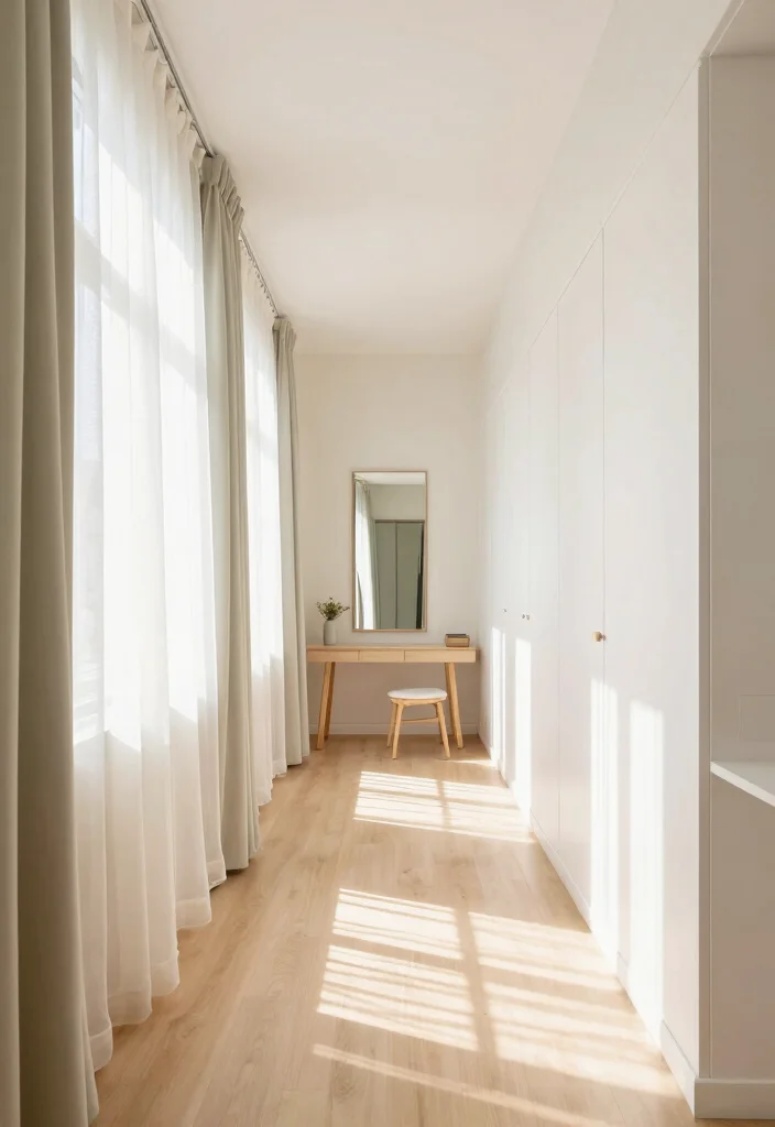 14 Long Narrow Bedroom Decor Ideas With Balanced Style 12. Brighten Up with Natural Light