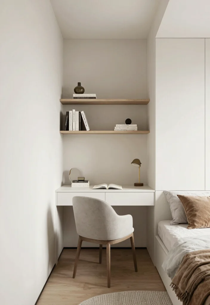 14 Long Narrow Bedroom Decor Ideas With Balanced Style 13. Incorporate a Desk Nook