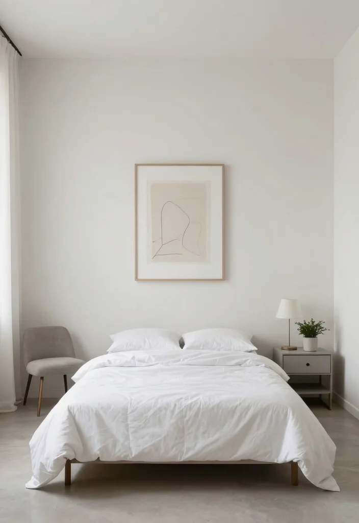 14 Long Narrow Bedroom Decor Ideas With Balanced Style 5. Embrace Minimalist Aesthetics