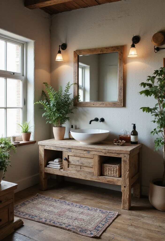 14 Modern Farmhouse Bathroom Vanity Ideas 1. Reclaimed Wood Vanity