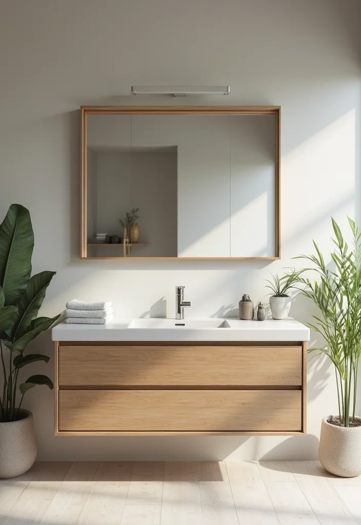 14 Modern Farmhouse Bathroom Vanity Ideas 2. Floating Vanity