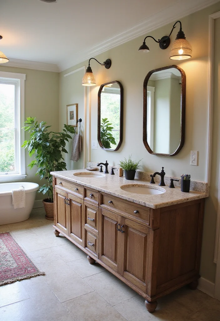 14 Modern Farmhouse Bathroom Vanity Ideas 3. Double Sink Vanity