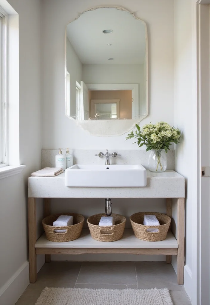14 Narrow Half Bathroom Ideas For Small Spaces 1. Floating Vanities for Effortless Space