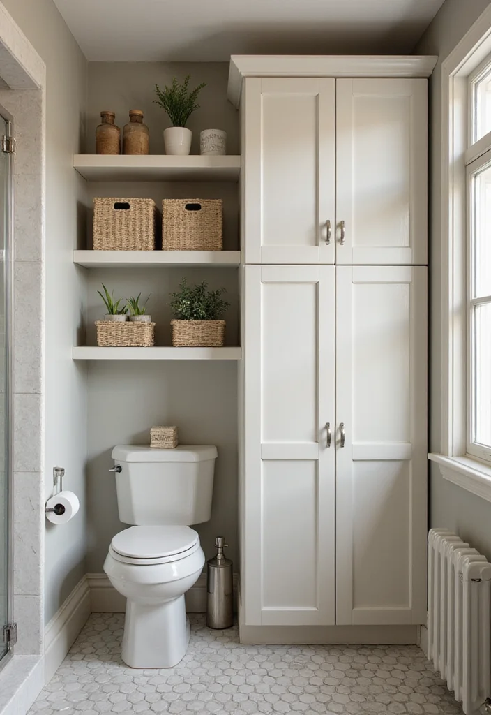 14 Narrow Half Bathroom Ideas For Small Spaces 11. Innovative Use of Vertical Space