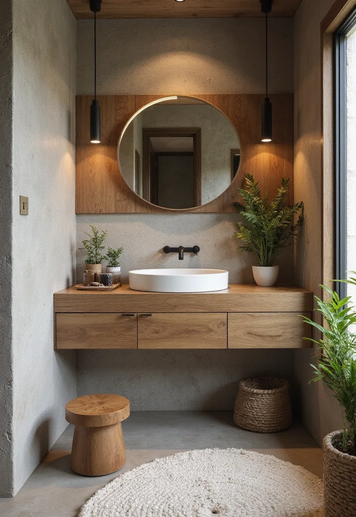 14 Narrow Half Bathroom Ideas For Small Spaces 13. Bring in Natural Elements