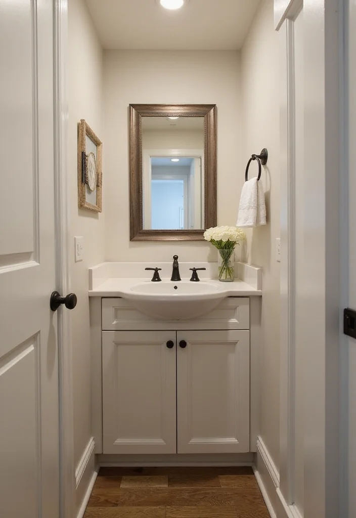 14 Narrow Half Bathroom Ideas For Small Spaces 2. Corner Sinks The Perfect Fit