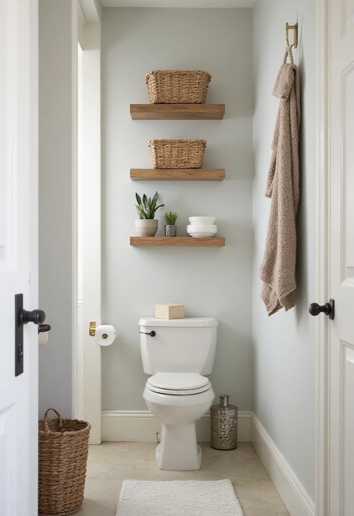 14 Narrow Half Bathroom Ideas For Small Spaces 4. Creative Storage Solutions to Maximize Every Inch