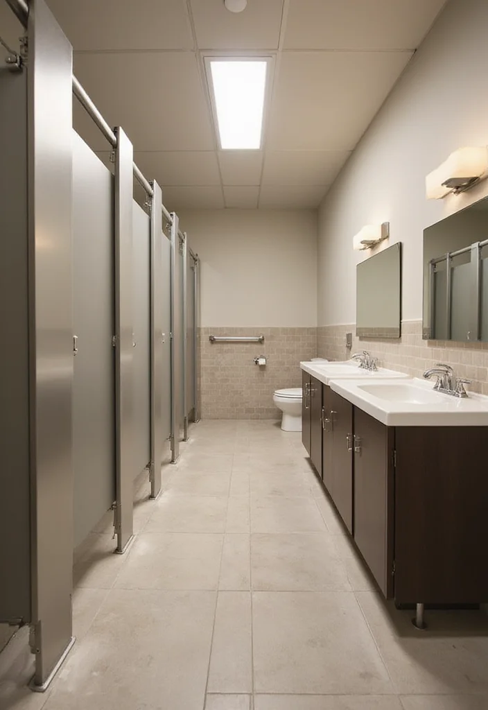 14 Public Bathroom Ideas For Better Design 4. Modern Functional Layouts 1