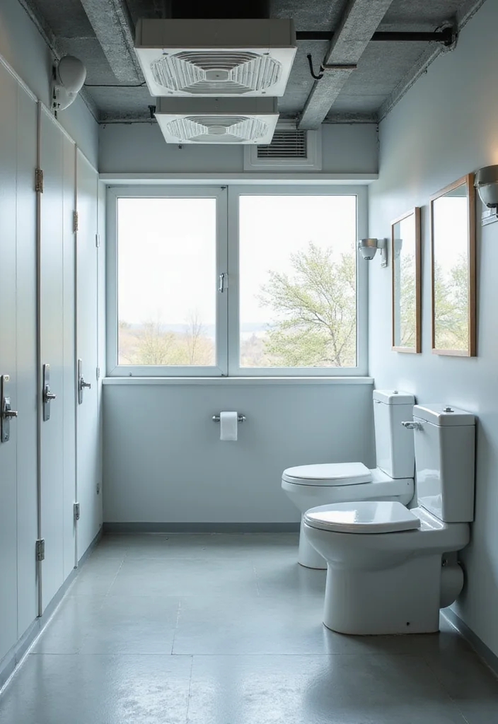 14 Public Bathroom Ideas For Better Design 9. Ventilation Matters 1