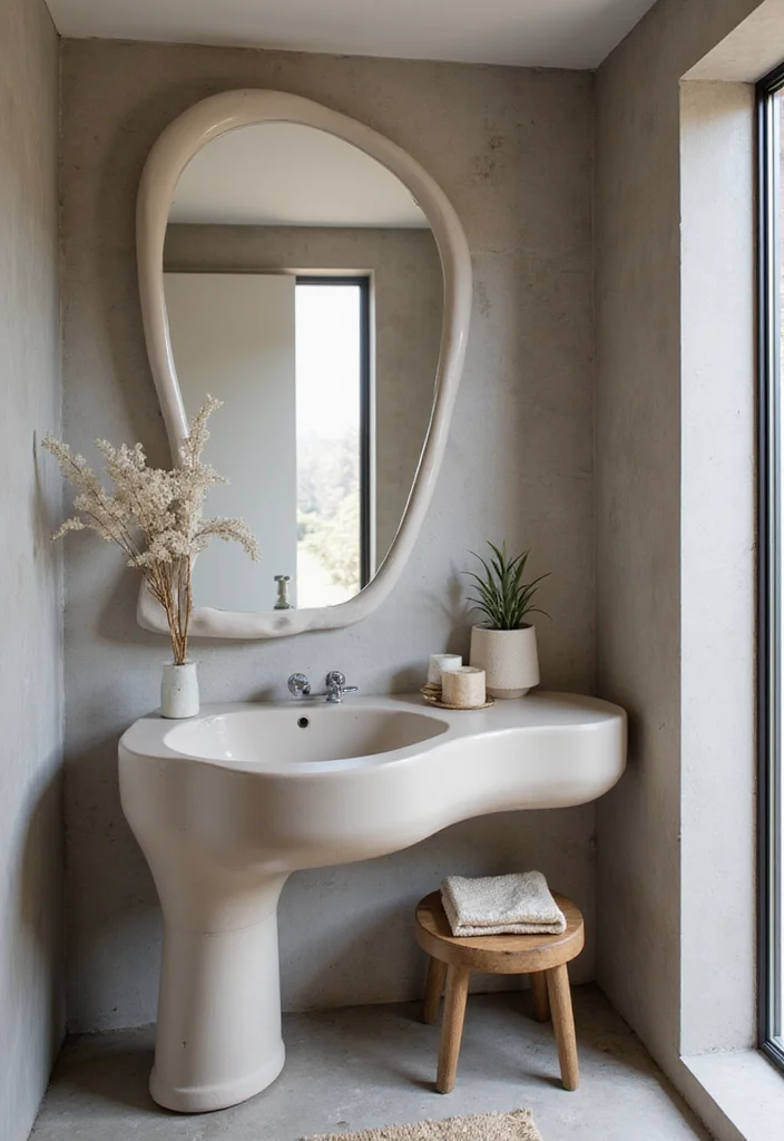 14 Single Sink Bathroom Vanity Ideas For Small Spaces 10. Modern Sculptural Designs