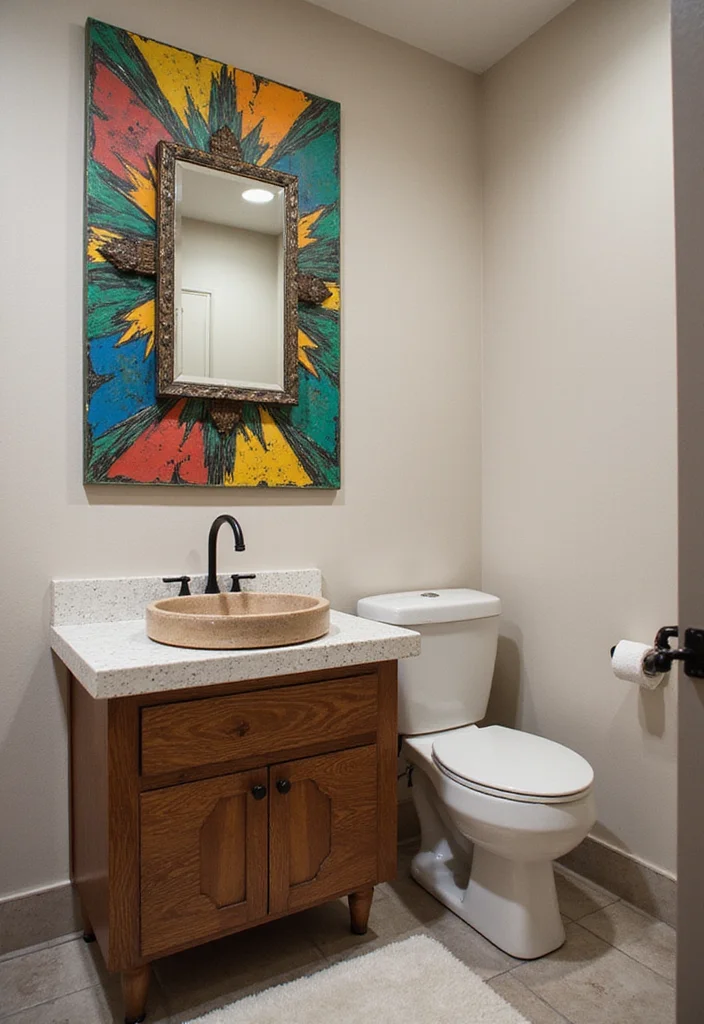 14 Single Sink Bathroom Vanity Ideas For Small Spaces 13. Artistic Accents