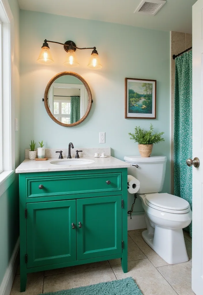 14 Single Sink Bathroom Vanity Ideas For Small Spaces 6. Bold Colors