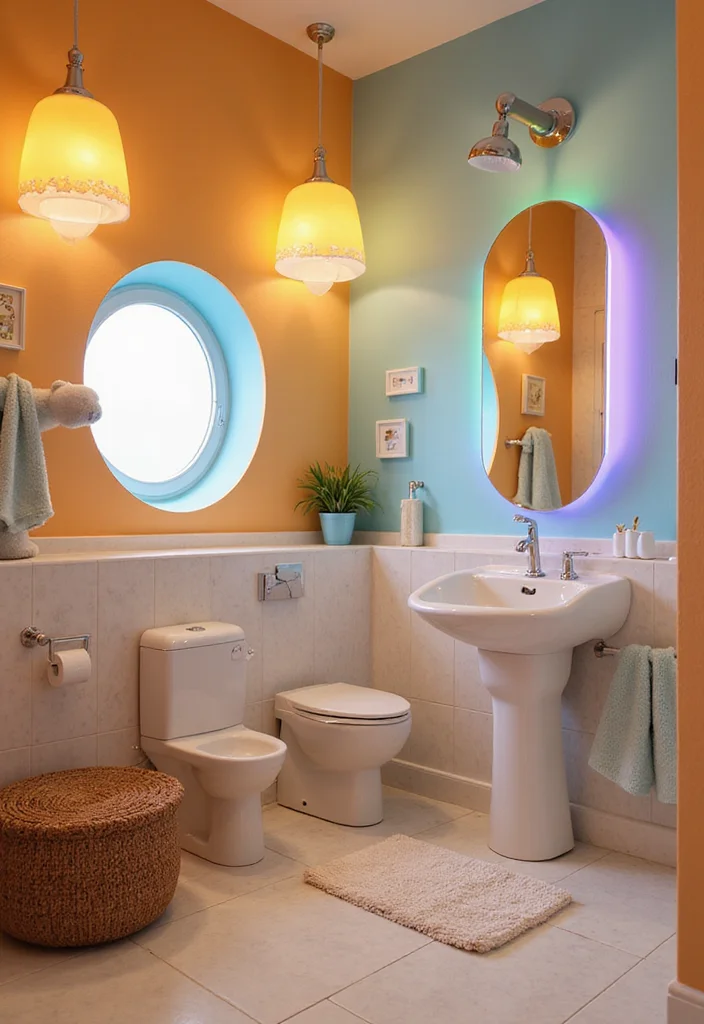14 Toca Boca Bathroom Ideas Kids Will Love 13. Toca Boca Inspired Lighting