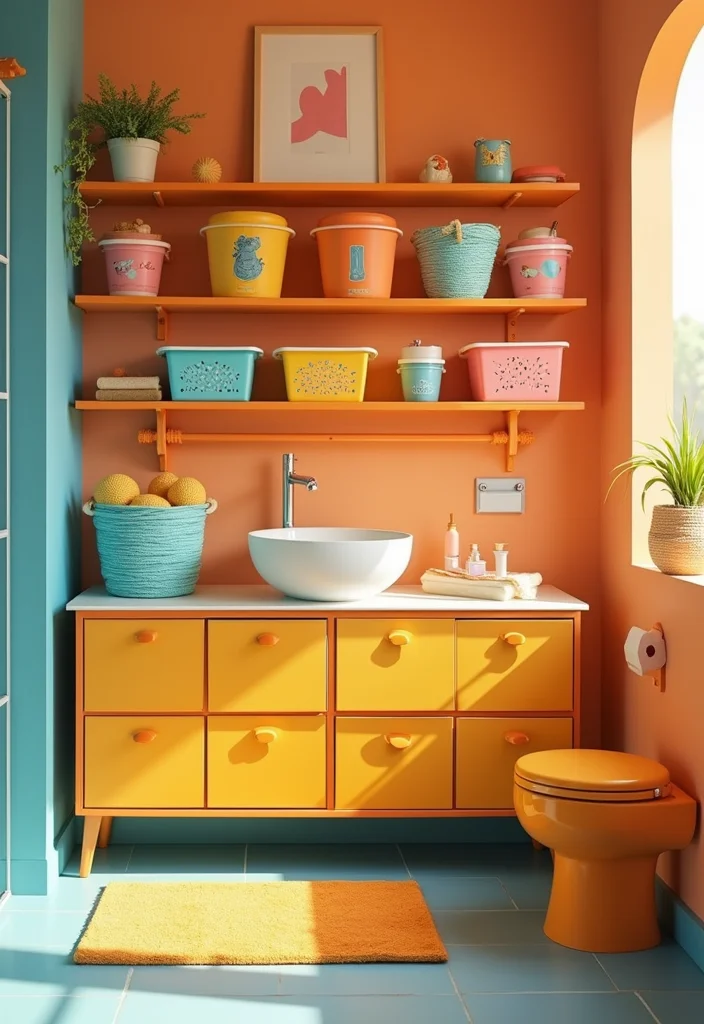 14 Toca Boca Bathroom Ideas Kids Will Love 4. Colorful Shelving Units