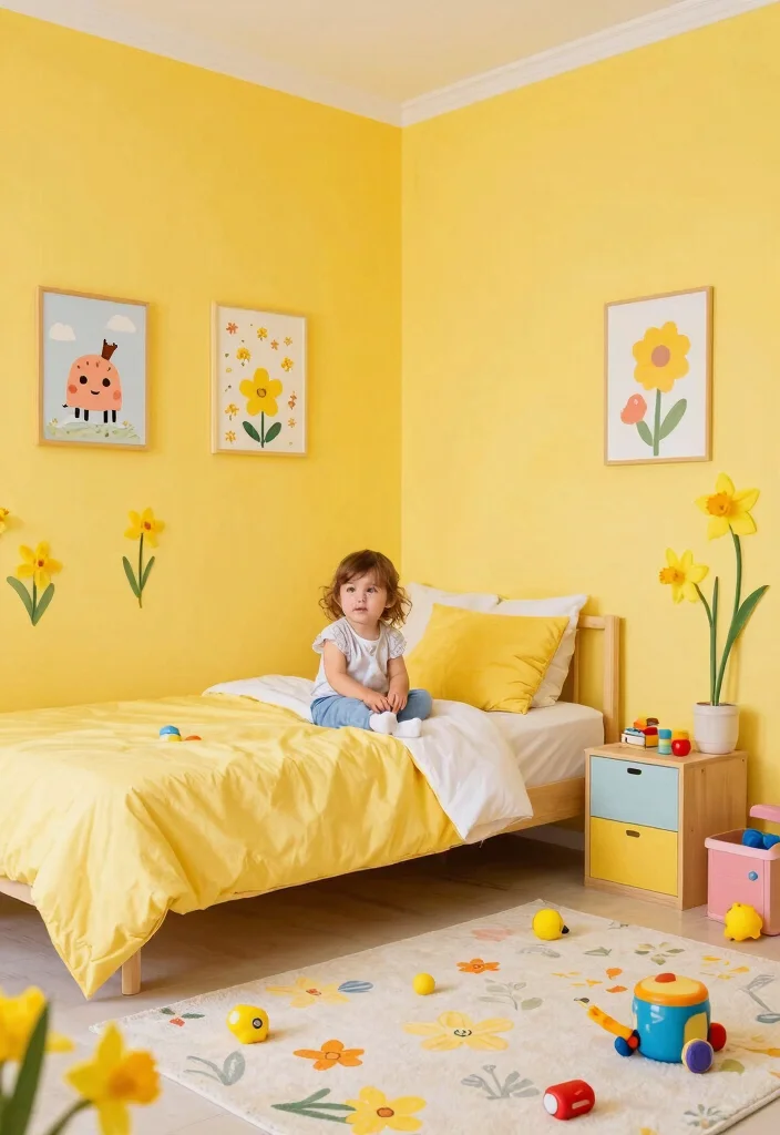 14 Toddler Girl Bedroom Paint Ideas With Soft Colour 11. Dreamy Daffodil Yellow