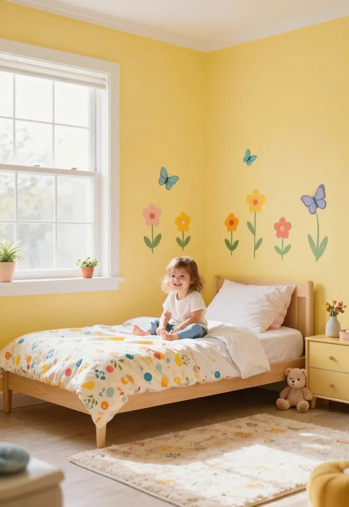 14 Toddler Girl Bedroom Paint Ideas With Soft Colour 6. Sunny Buttercup Yellow