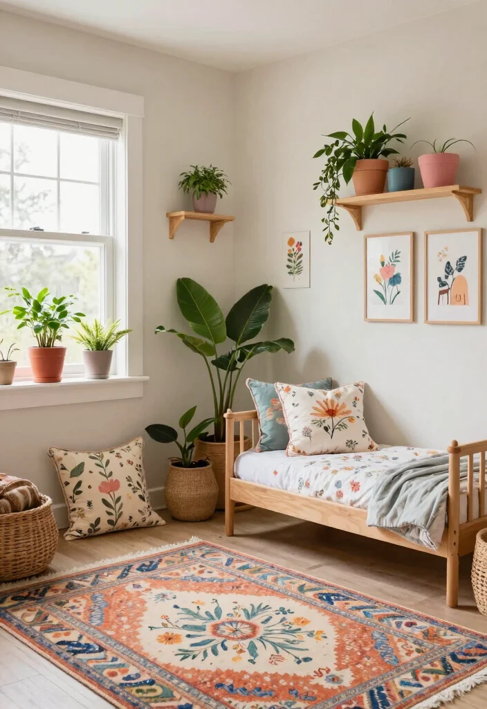 14 Toddler Girl Boho Bedroom Ideas With Free Spirit Style 12. Nature Inspired Decor