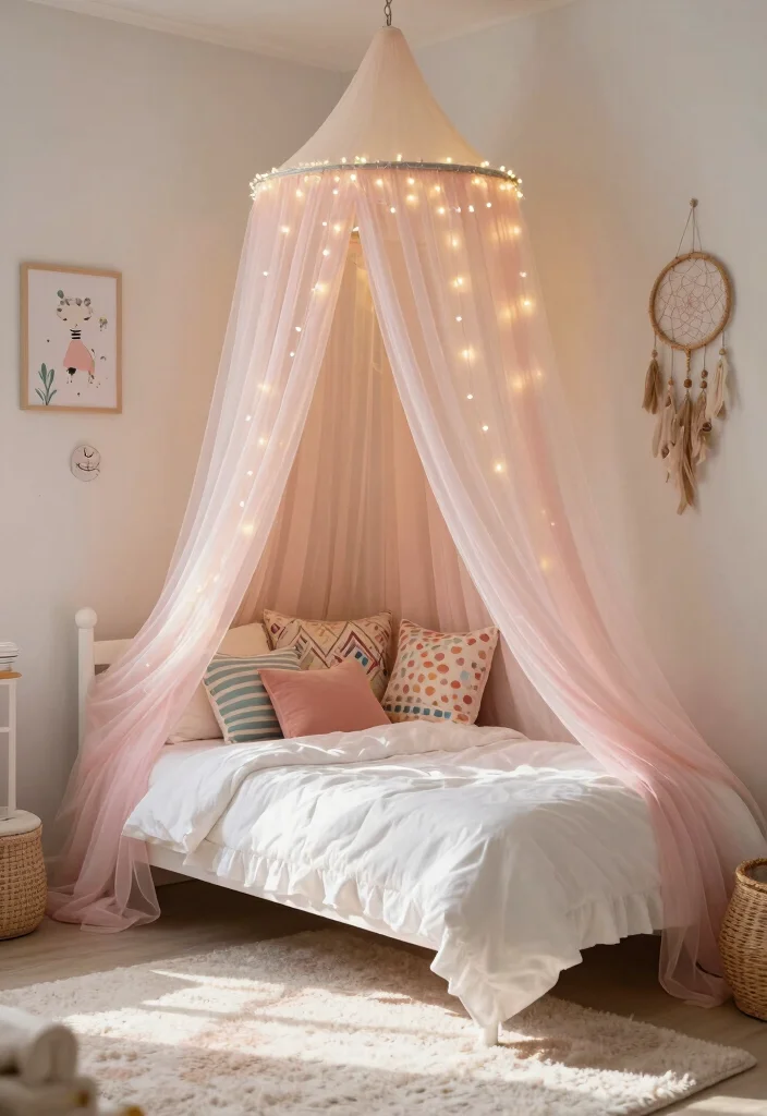 14 Toddler Girl Boho Bedroom Ideas With Free Spirit Style 2. Dreamy Canopy Beds