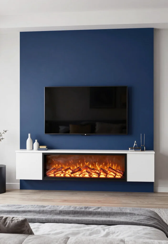 15 Electric Fireplace And TV Bedroom Ideas That Look Built In 2. Wall Mounted Wonders