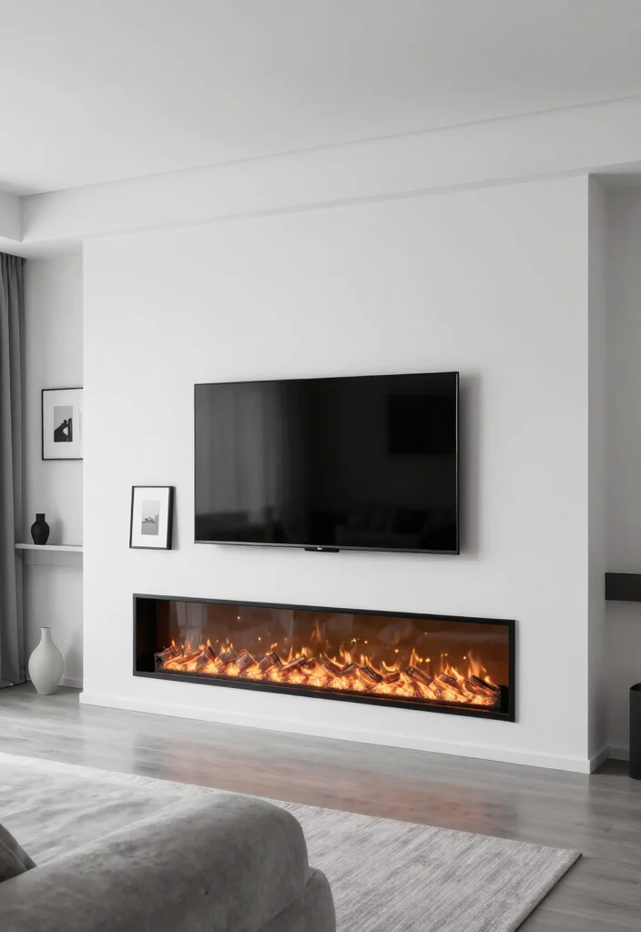 15 Electric Fireplace And TV Bedroom Ideas That Look Built In 6. Sleek and Chic