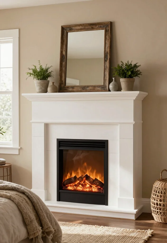 15 Electric Fireplace With Mantle Bedroom Ideas For Classic Warmth 1. Rustic Charm with Shiplap Mantle