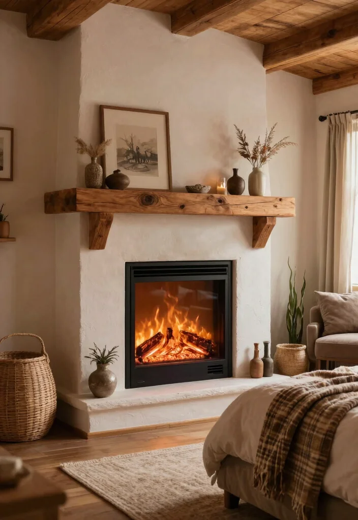15 Electric Fireplace With Mantle Bedroom Ideas For Classic Warmth 10. Warm and Cozy Cabin Retreats