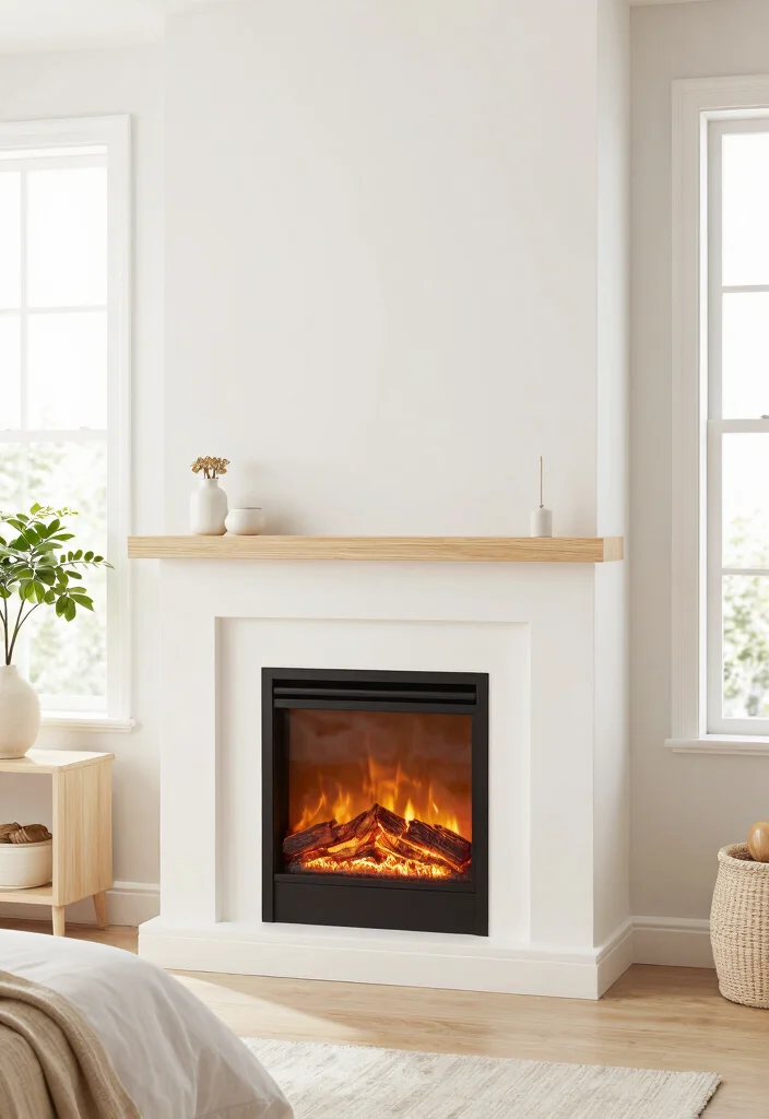 15 Electric Fireplace With Mantle Bedroom Ideas For Classic Warmth 11. Bright and Airy Electric Fireplaces