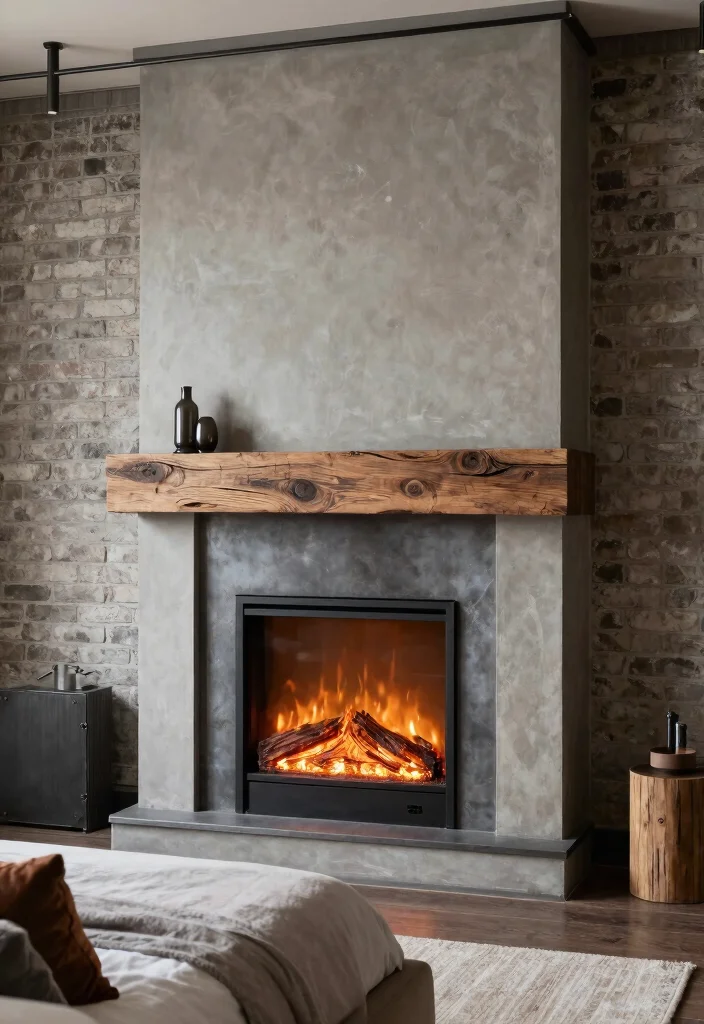 15 Electric Fireplace With Mantle Bedroom Ideas For Classic Warmth 5. Industrial Chic Mantles