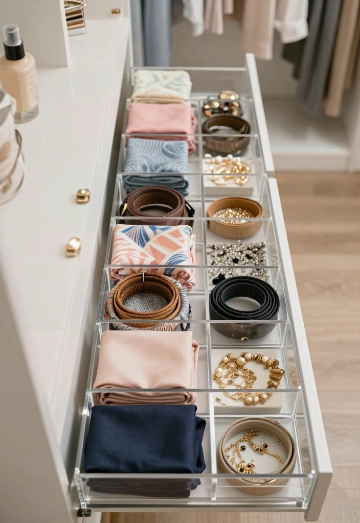 15 Long Narrow Bedroom Closet Ideas For Smart Storage 3. Pull Out Drawers for Accessories