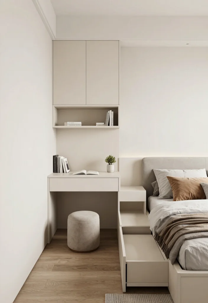 15 Long Narrow Bedroom Interior Design Ideas That Maximize Space 3. Choose Multi Functional Furniture