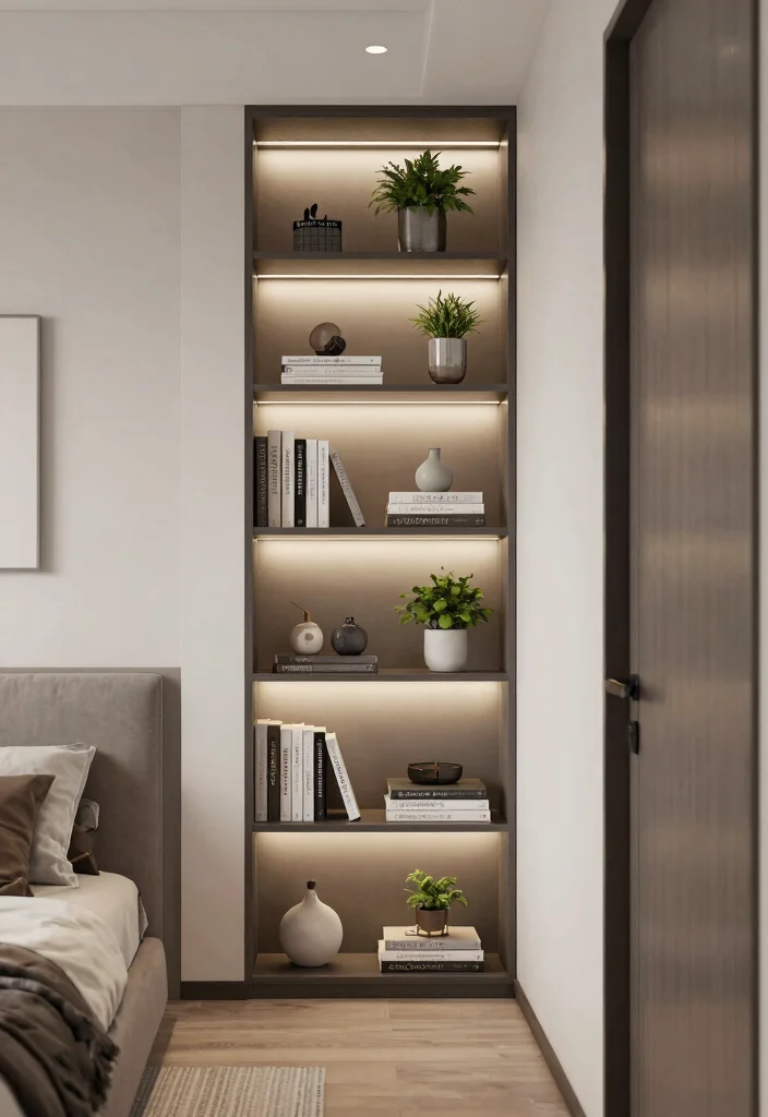 15 Long Narrow Bedroom Interior Design Ideas That Maximize Space 7. Incorporate Built in Shelving