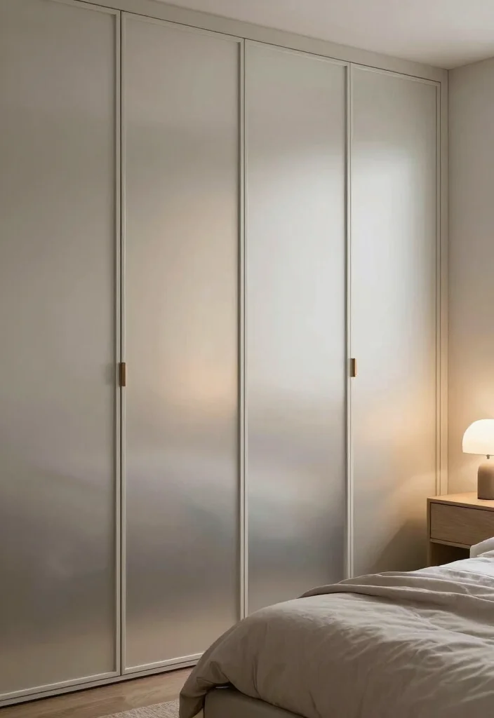 15 Mirror Bedroom Closet Door Ideas For Bright Spacious Looks 10. Frosted Mirrors for a Soft Touch