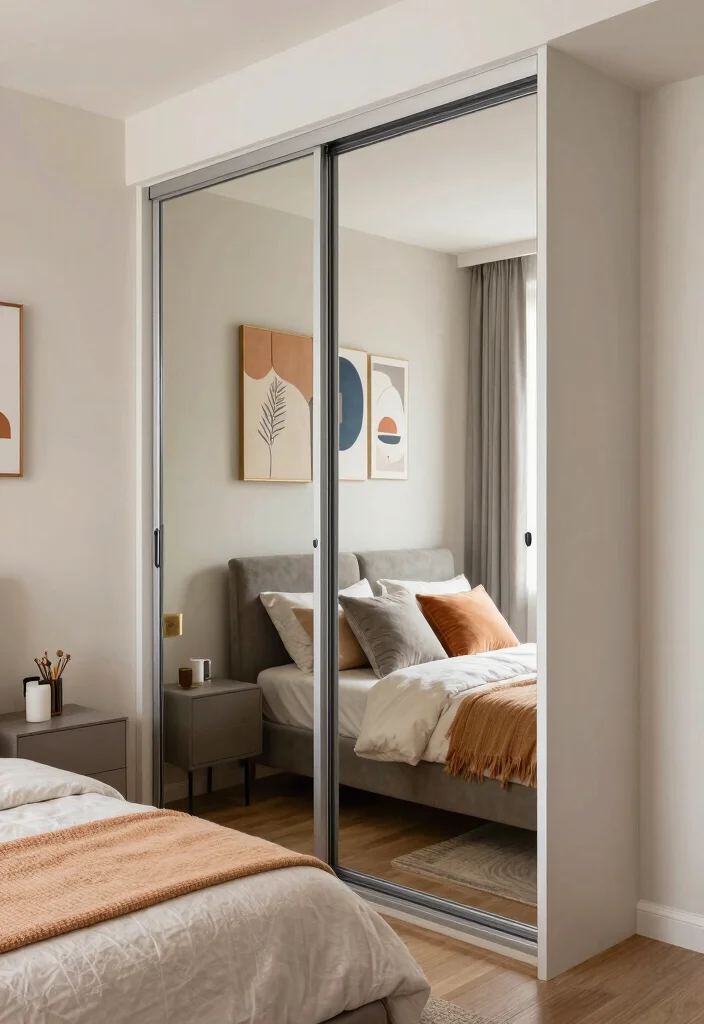 15 Mirror Bedroom Closet Door Ideas For Bright Spacious Looks 2. Sliding Mirror Doors for Space Efficiency