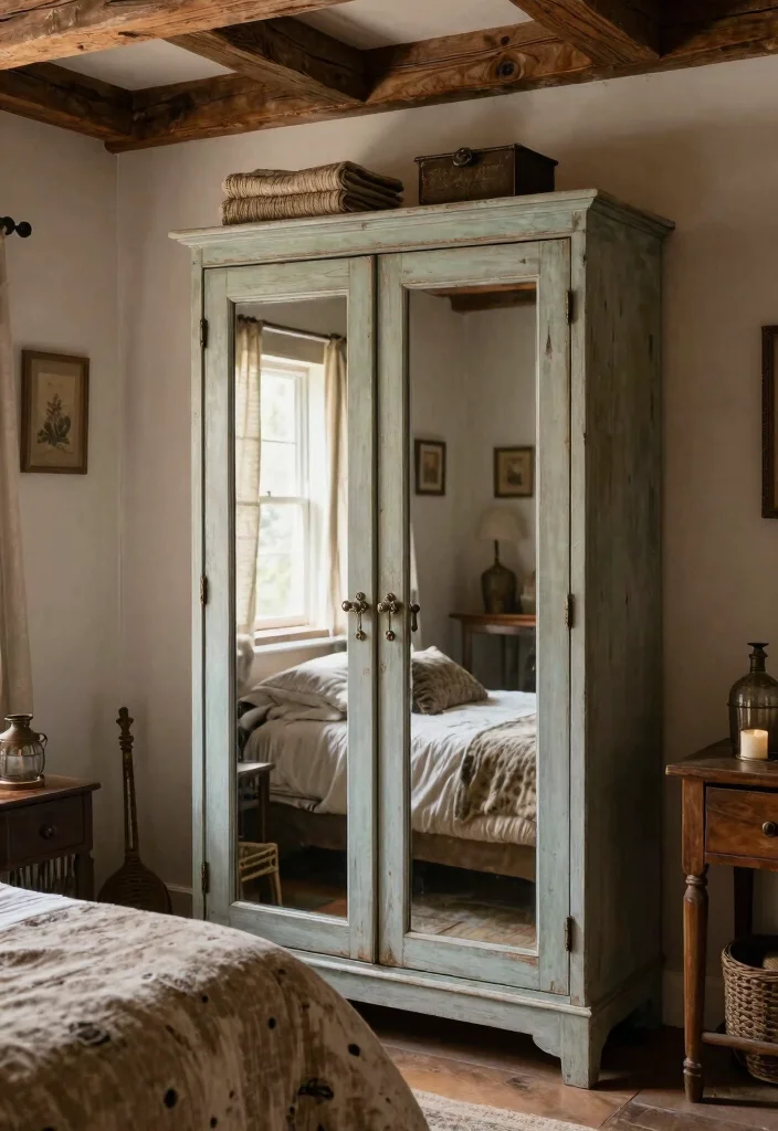 15 Mirror Bedroom Closet Door Ideas For Bright Spacious Looks 4. Antique Mirror Finishes for a Rustic Aesthetic