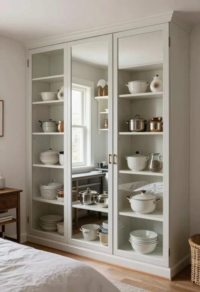 15 Mirror Bedroom Closet Door Ideas For Bright Spacious Looks 5. Mirrored Pantry Doors for a Unique Twist