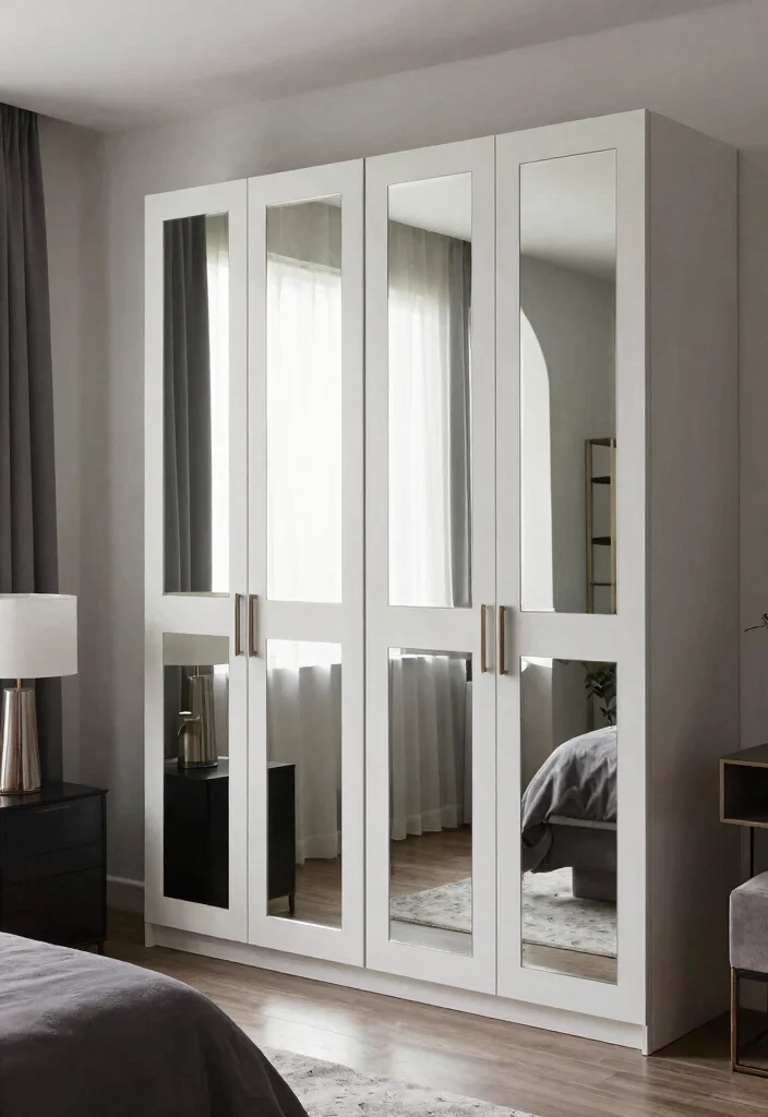 15 Mirror Bedroom Closet Door Ideas For Bright Spacious Looks 9. Geometric Mirror Designs for Modern Flair