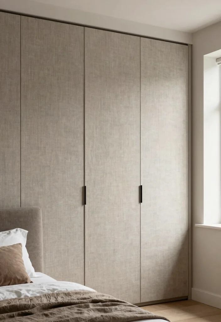 15 Modern Bedroom Closet Door Ideas With Sleek Design 11. Textured Fabric Panels