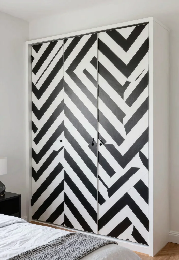 15 Modern Bedroom Closet Door Ideas With Sleek Design 12. Geometric Patterned Doors